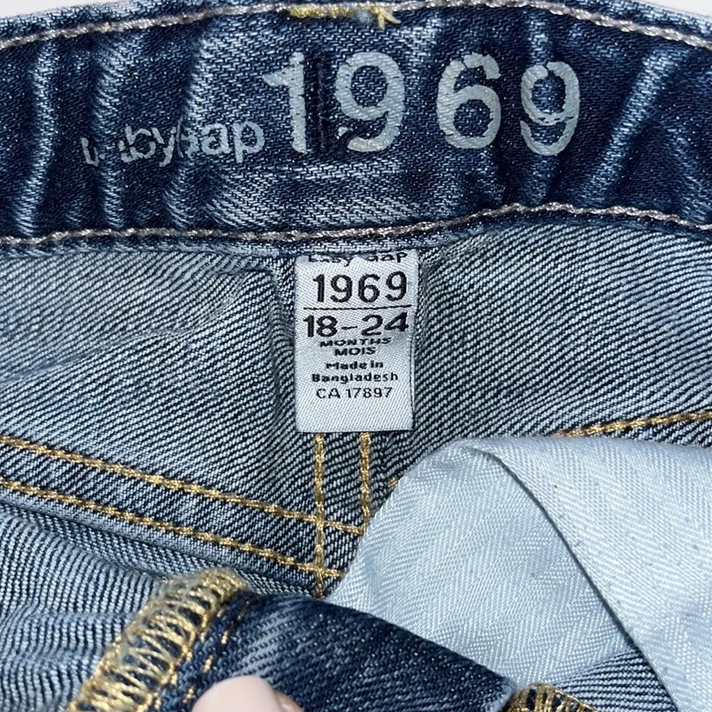 Gap 1969 Baby Skinny Jeans Sz 18-24‎ Months Medium Wash Stretch Adjustable Waist